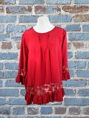 Meaeor Lady's Red Oversized Top Size Small